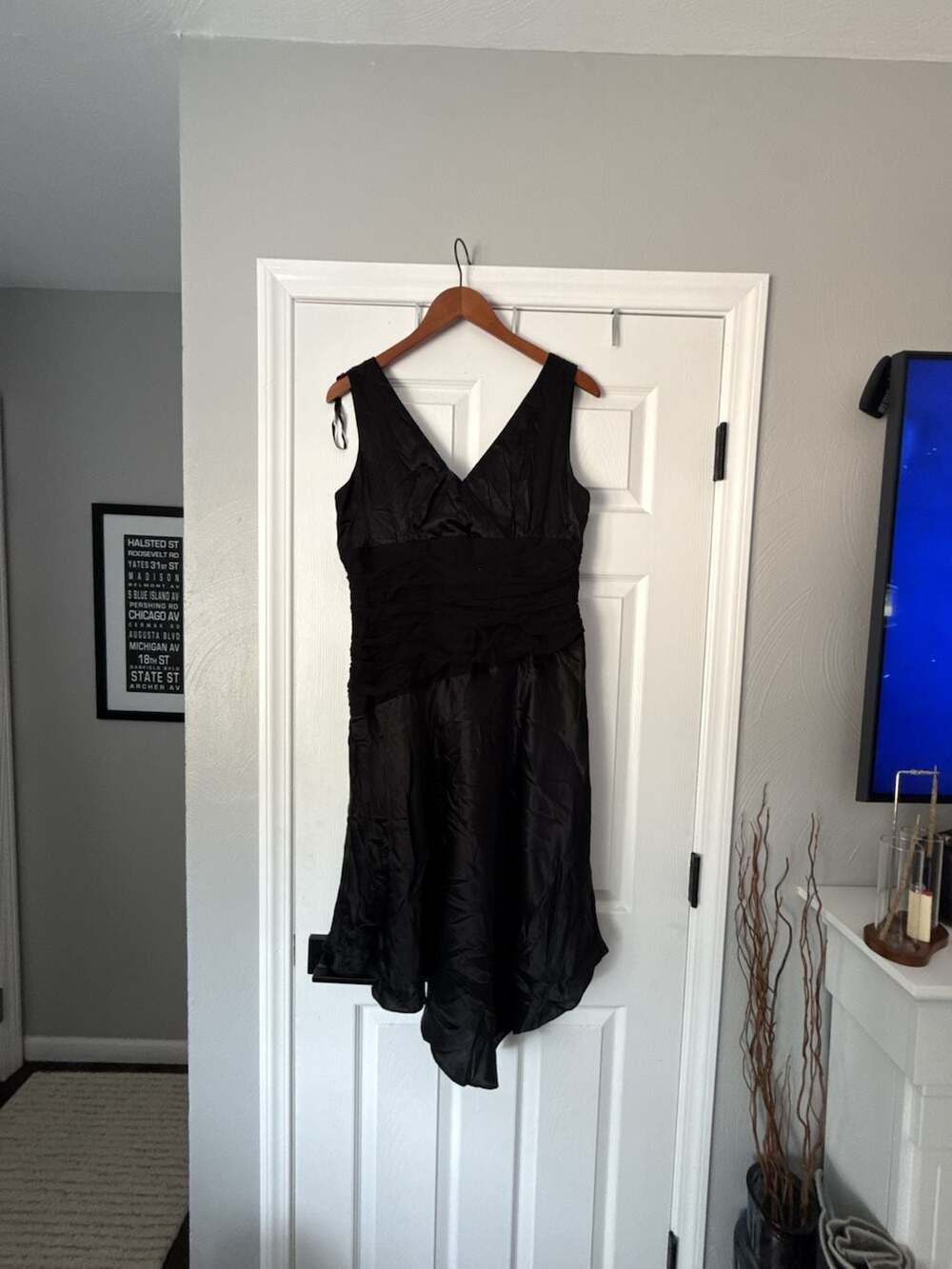 Donna Ricco New York Silk Ruched V-Neck Cocktail Dress Size 12